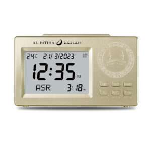 106 Gold White Screen Table Digital Islamic Azan Table Clock