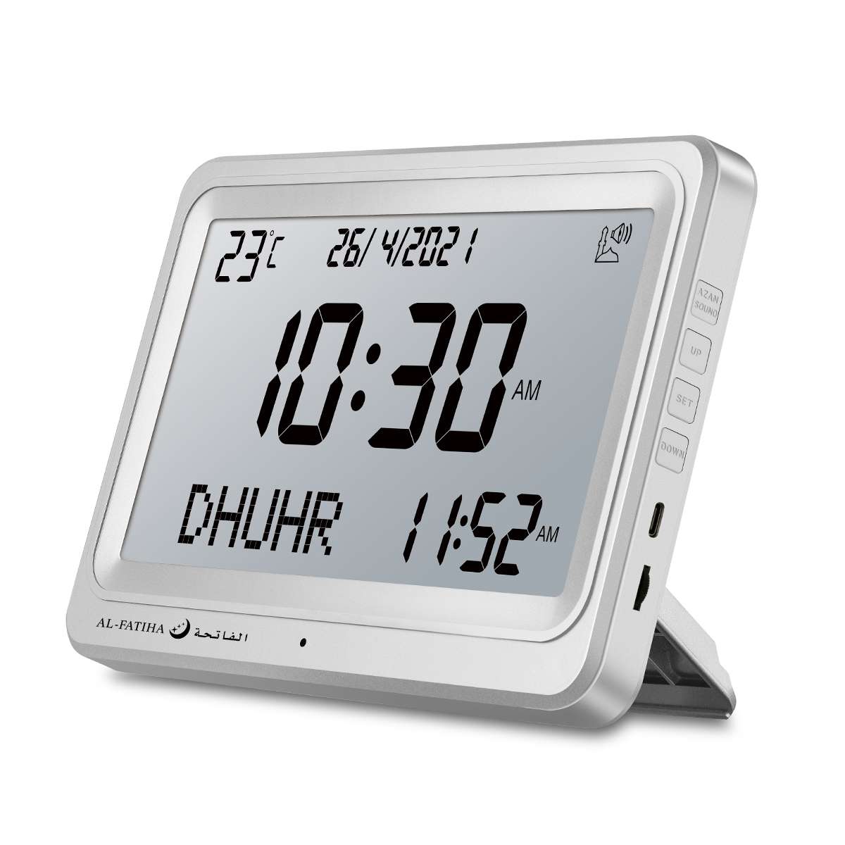 113 White Rectangle Digital Islamic Azan Table Clock - Image 3